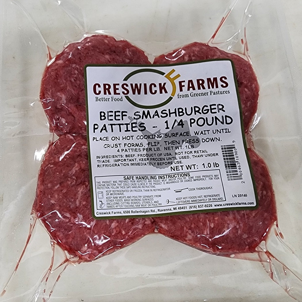 Creswick Farms Smash Burger Patties Grass-fed Beef, EBT SNAP Eligible