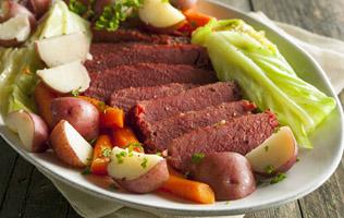Creswick Farm's Corned Beef Displayed With Various Vegetables