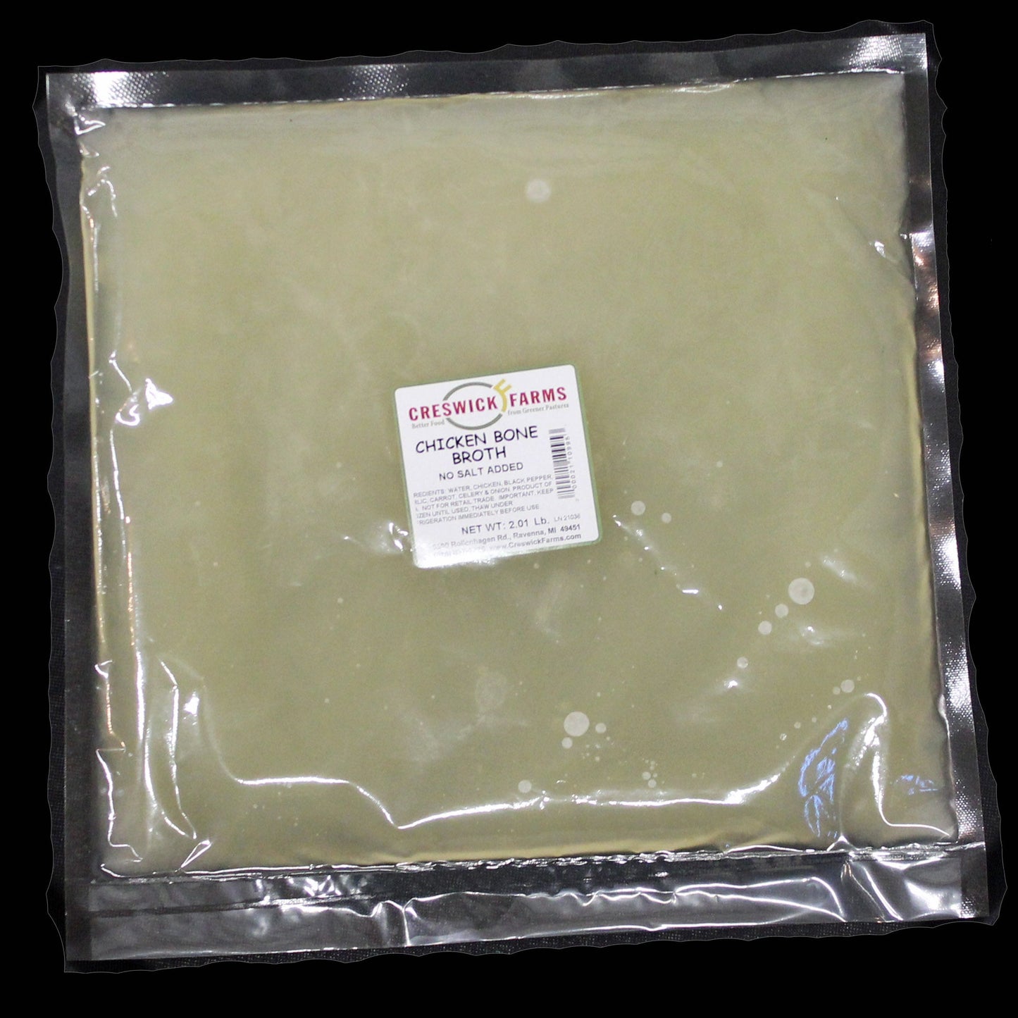 Creswick Farm's Chicken Bone Broth In A Quart package  Free Range Chicken, EBT SNAP Eligible