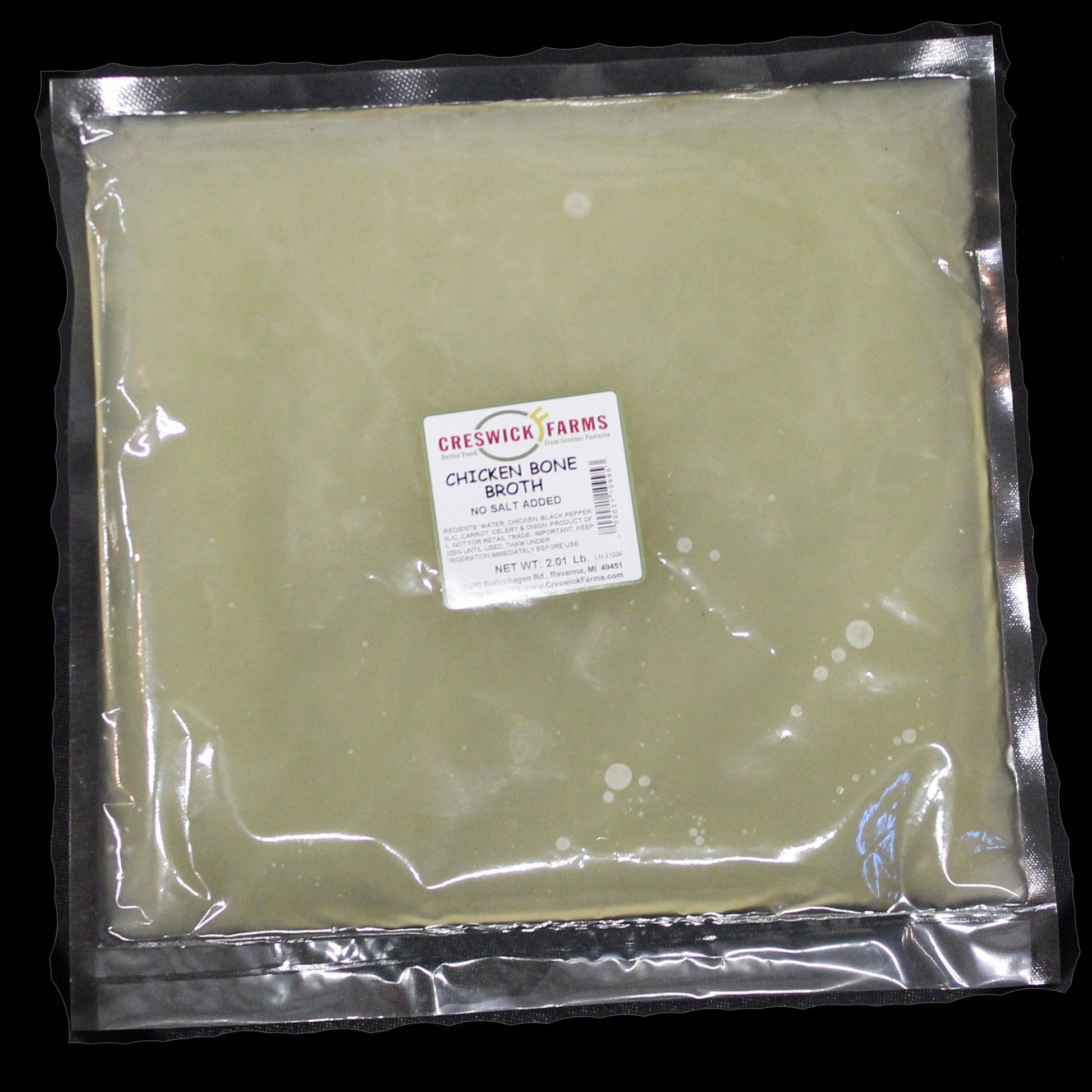 Creswick Farm's Chicken Bone Broth In A Quart package  Free Range Chicken, EBT SNAP Eligible