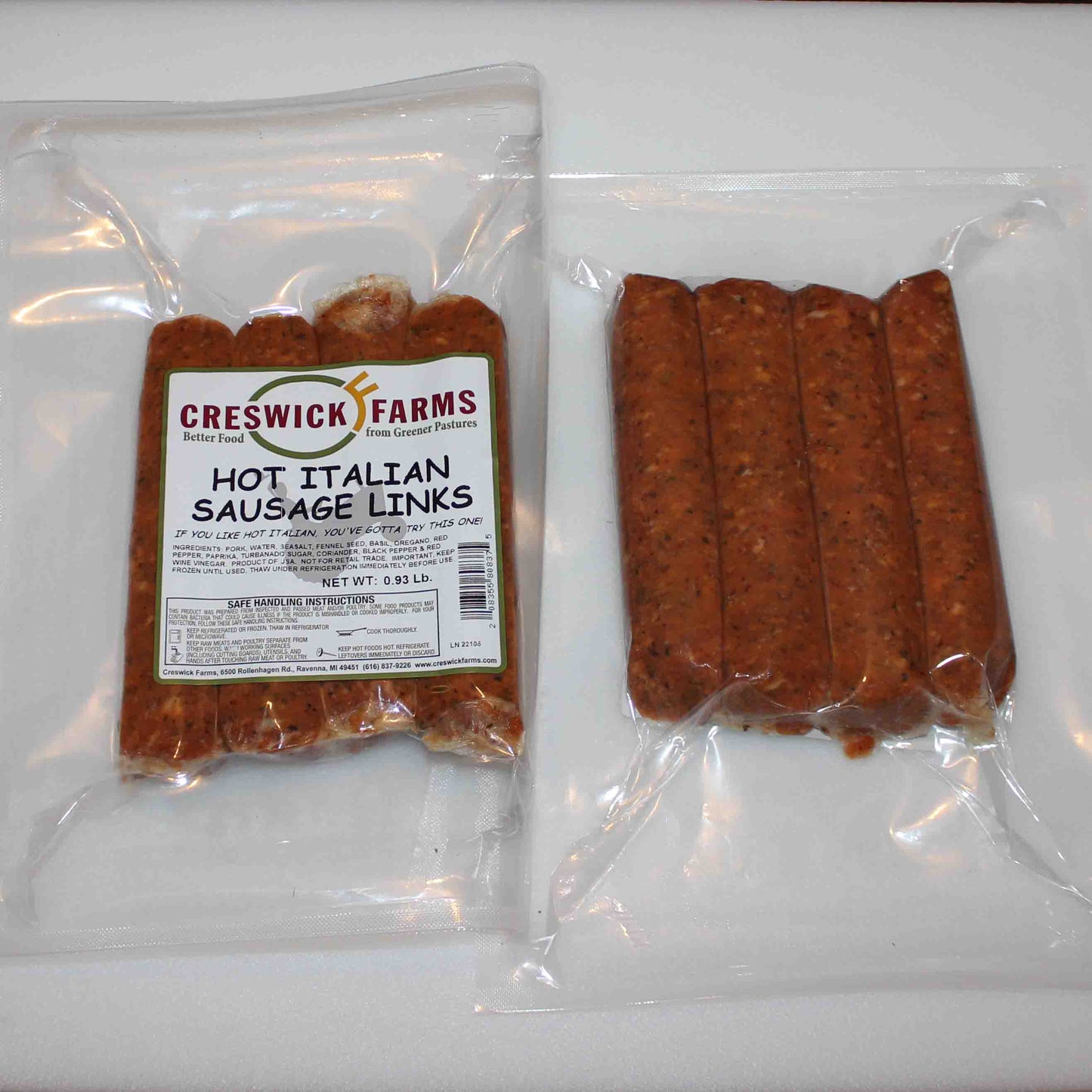Creswick Farm's Fresh Hot Italian Links Free Range Pork, EBT SNAP Eligible