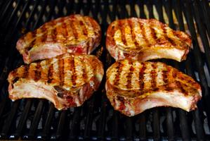 Creswick Farm's Pork Chops Cooking On A Grill  Free Range Pork, EBT SNAP Eligible